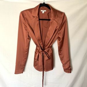 BAR ||| WOMEN'S SATIN BELTED BLAZER JACKET TOP
